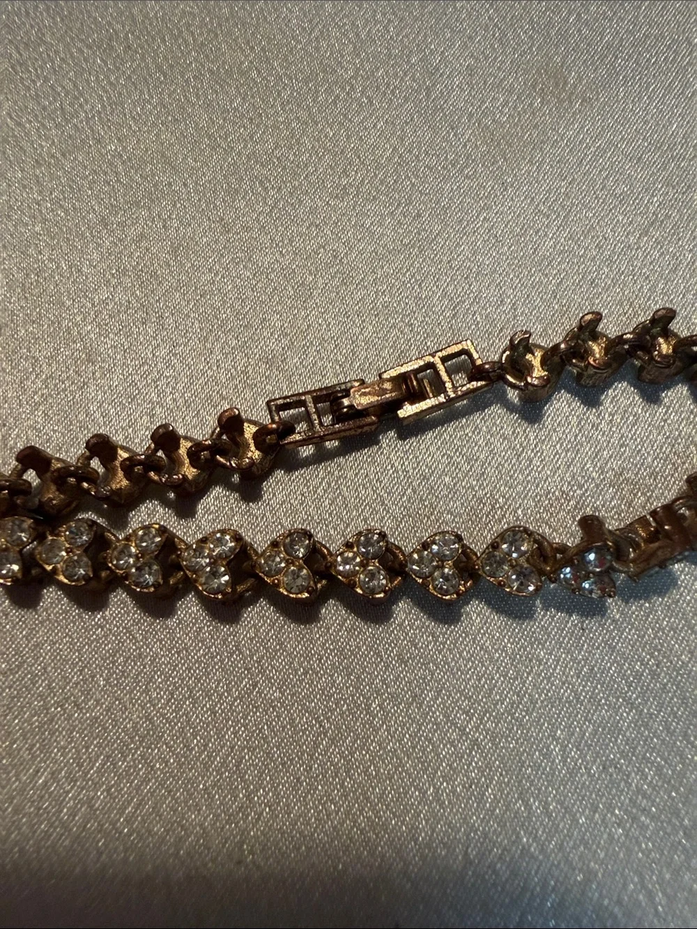 Source Unknown Rose Gold Tone Bracelet with Clear Crystals